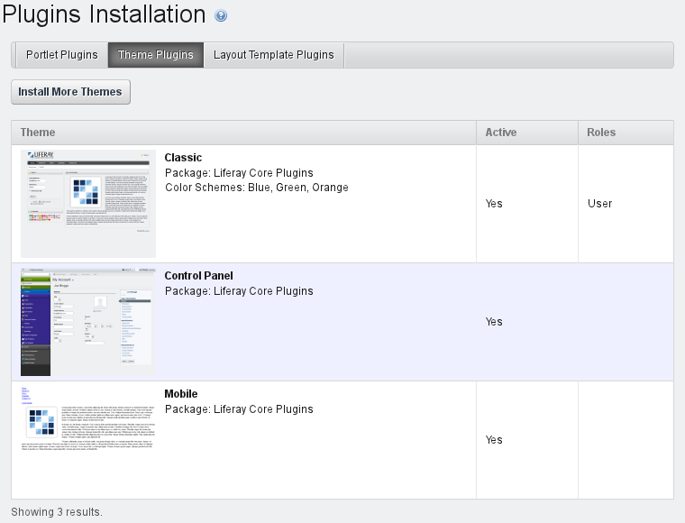 Figure 13.18: Plugins Installation Theme Tab Default
View