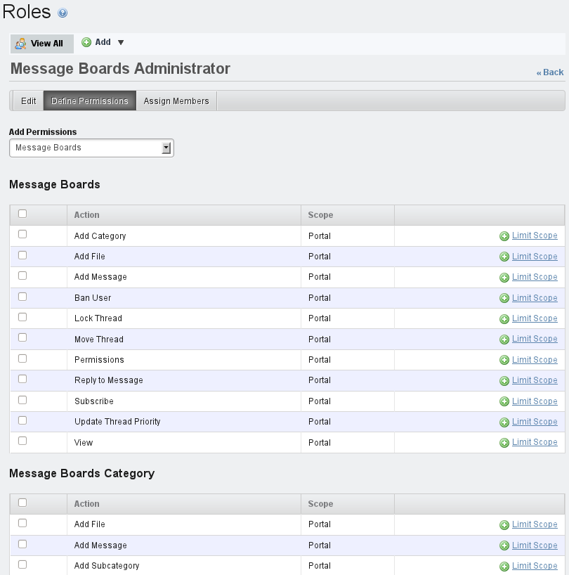 Figure 15.11: Message Board Content Permissions