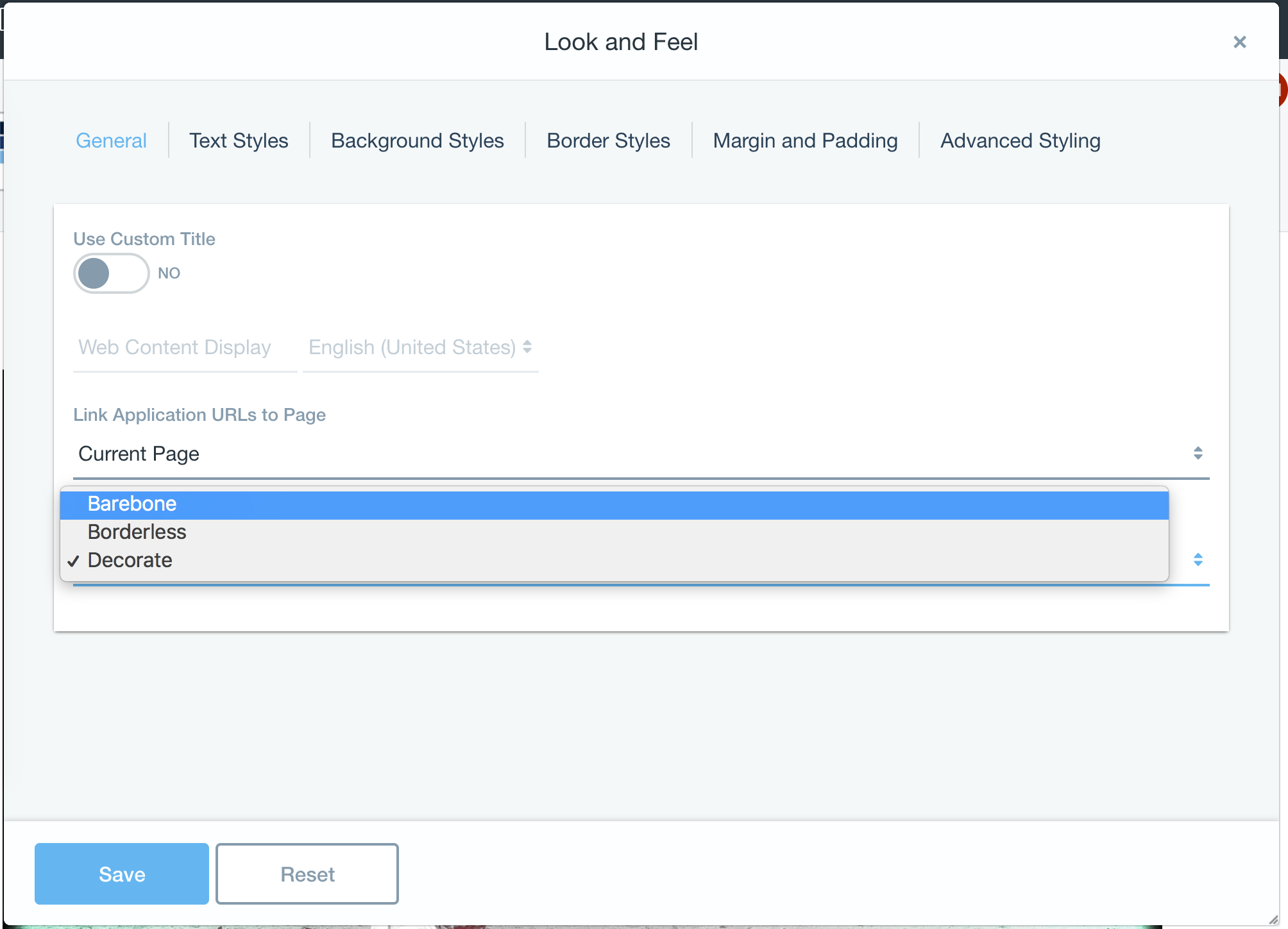 Figure 3: Change the portlets look and feel.