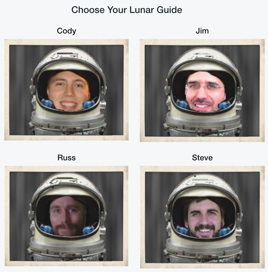 Figure 1: The lunar guides, at your service!