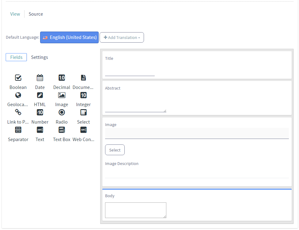 Figure 2: The structure editor gives you many options to customize your Web Content.