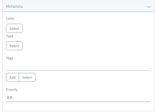 Figure 1: Here, the Web Content applications form for categorizing a new web content article includes the categories Color and Type with Select options, since categories exist.
