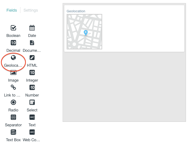 Figure 1: Add a geolocation field to your structure to enable geolocation in your web content.