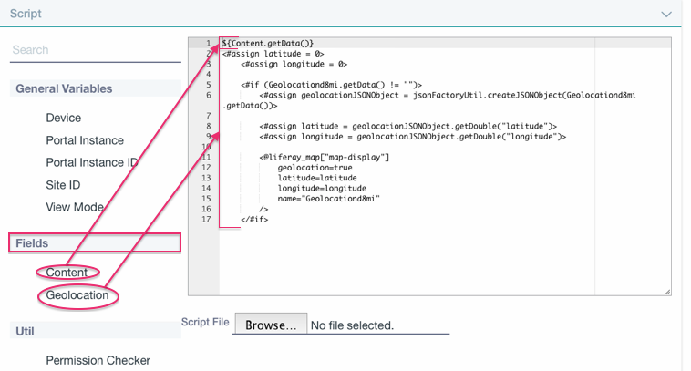Figure 2: Add the Content and Geolocation snippets to quickly create your web content template.