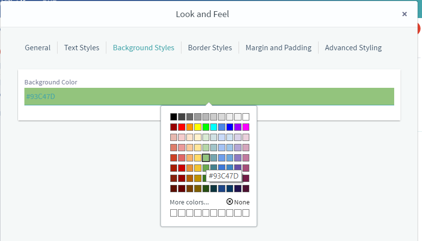 Figure 4: The Background Styles tab lets you specify the apps background color.