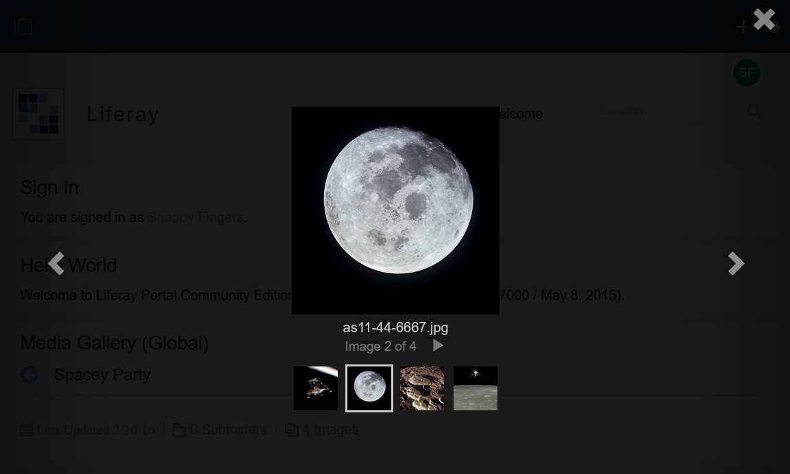 Figure 3: The Media Gallerys slideshow provides a nice way to view images.