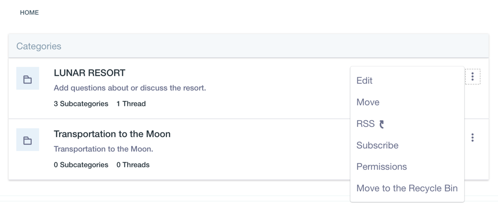Figure 3: Categories help you organize threads so users can find topical threads that interest them.