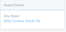 Figure 4: After clicking the Web Content Article type in the Asset Types facet, its the only asset type listed.