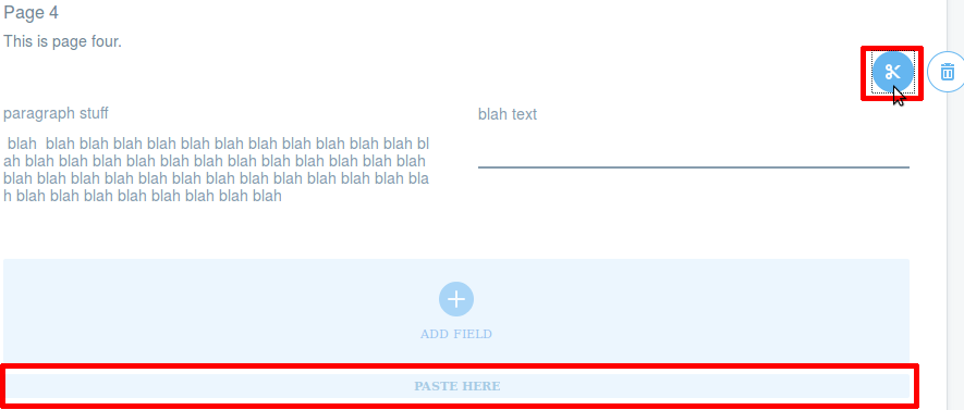 Figure 19: Cut and past an entire row, including its fields, in your form layout.