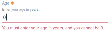 Figure 4: The Age field in the employment form. It uses validation to ensure that a number greater than zero is entered.