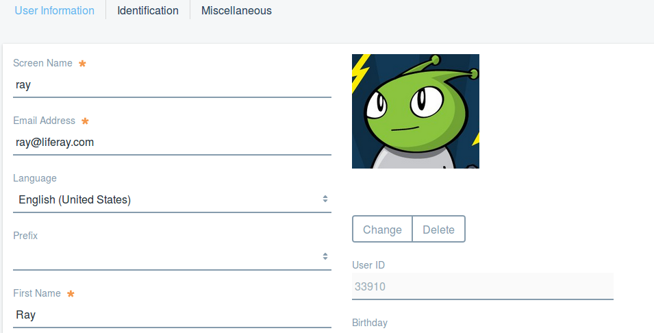 Figure 7: Upload images for user avatars in the Edit User form.