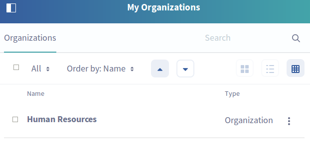 Figure 1: The My Organizations application lets Organization Administrators manage their organizations in their personal site.