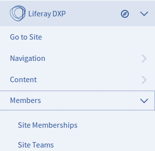 Figure 6: Manage site memberships from the Product Menu.