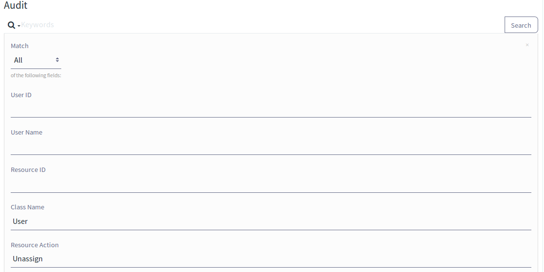 Figure 3: Searching for audit events is easy with the advanced search form provided by the Audit application. You can specify various search criteria to find the types of events youre looking for.