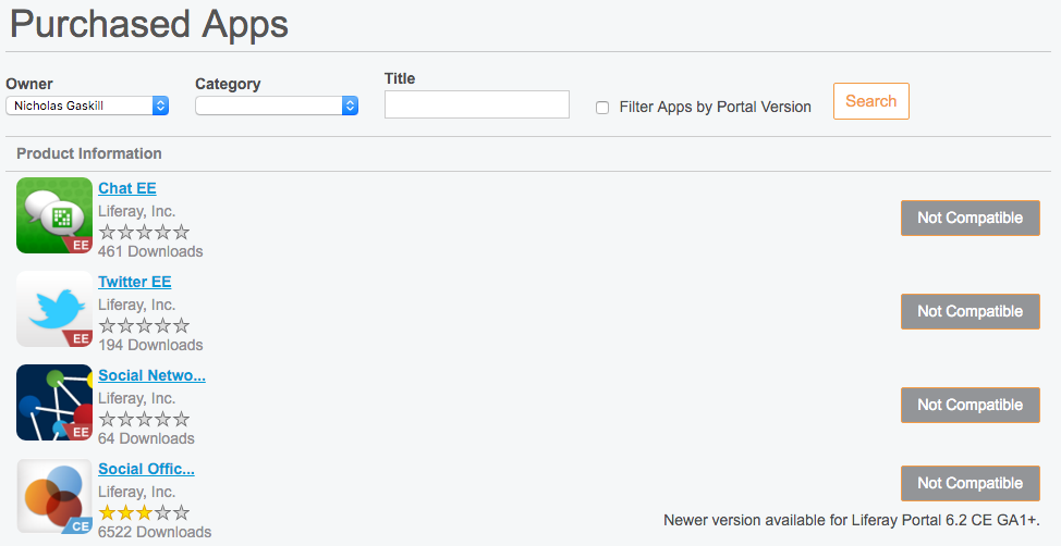 Figure 4: You can also manage your purchased apps from within a running Liferay instance.