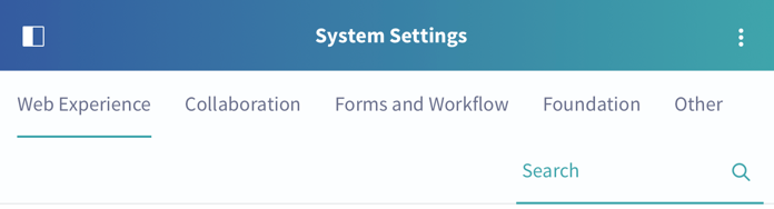 Figure 2: System Settings are organized by component.