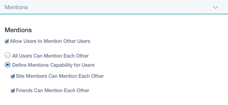 Figure 2: You can configure the Mentions capability throughout a Liferay instance.