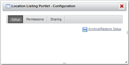 Figure 3.13: Simply by specifying Liferays default configuration action class in your portlets liferay-portlet.xml file, you provide your portlet with a Setup tab for adding your portlets configuration setup options.