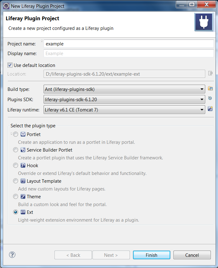 Figure 8.1: You can even create an Ext plugin project with Liferay IDE.