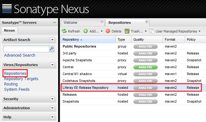 Figure 9.4: You can easily navigate to your Liferay release repository in Nexus.