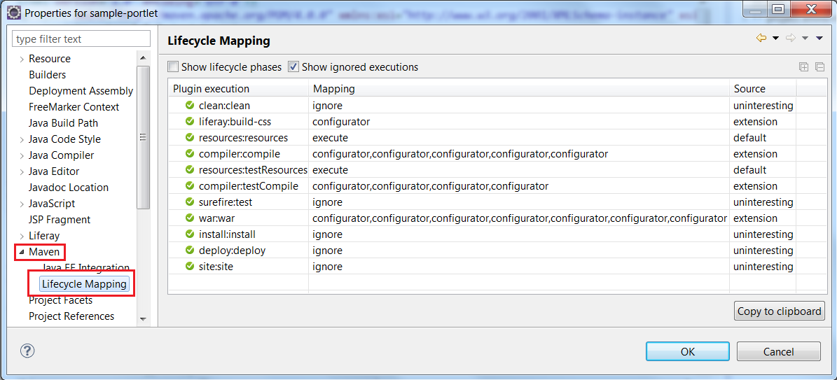 Figure 9.6: View your projects lifecycle mappings to verify successful plugin execution.