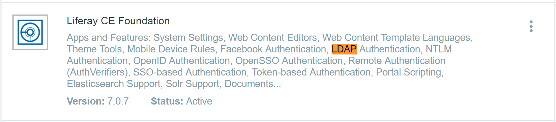 Figure 1: The Liferay Foundation app suite contains the LDAP Authentication application.
