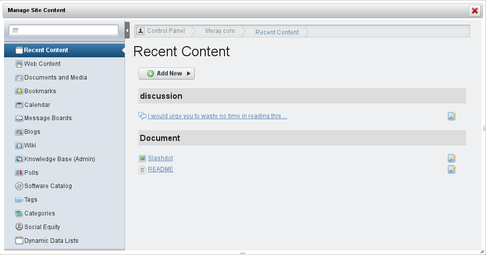 Figure 2.9: Site Content