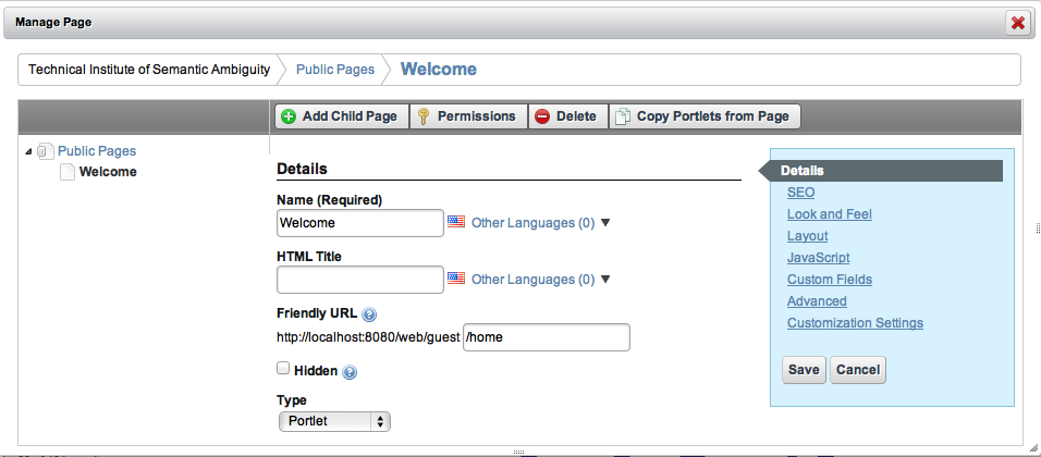 Figure 2.2: Managing Individual
Pages