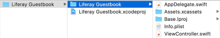 Figure 2: On your file system, the Liferay Guestbook root project folder contains the apps Liferay Guestbook folder. The latter is selected in this screenshot.