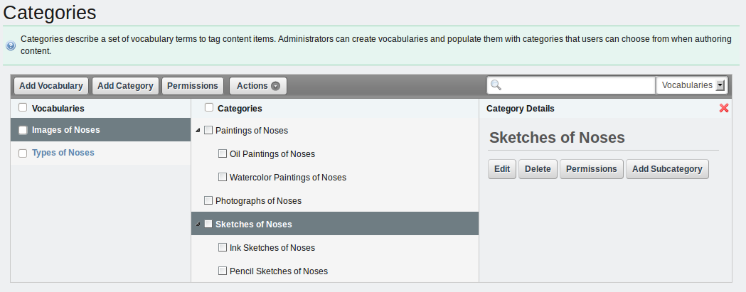 Figure 5.3: Categories Administration Page