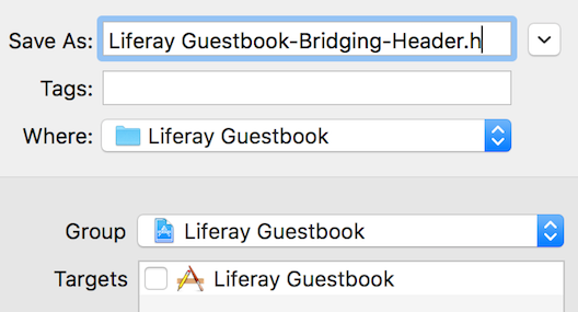 Figure 8: Use these options to create the header file.
