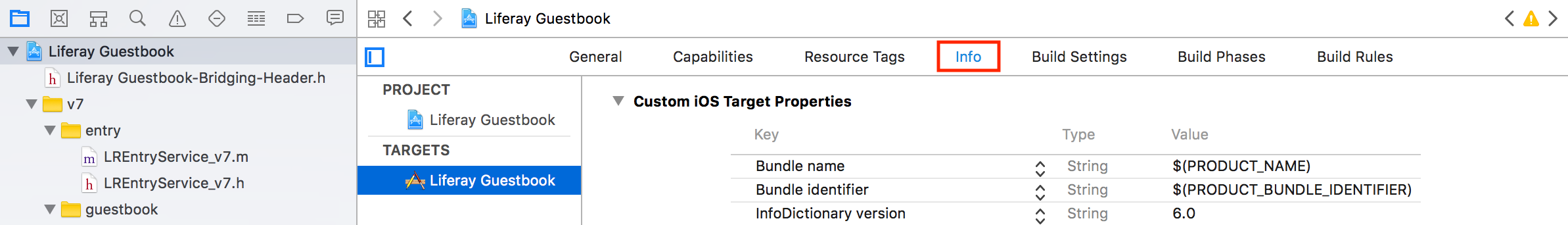 Figure 12: Youll disable App Transport Security in the Info tab.
