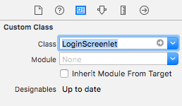 Figure 2: You must set the views Custom Class to LoginScreenlet.