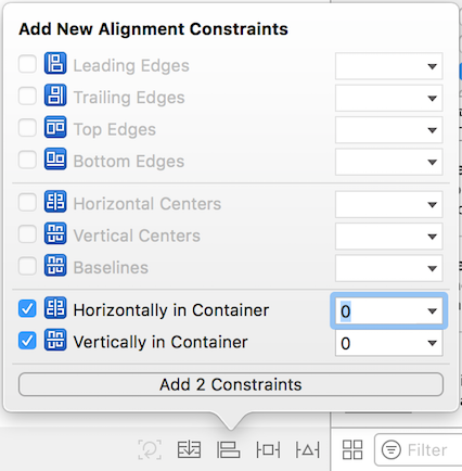 Figure 3: These alignment constraints center Login Screenlet in the scene.