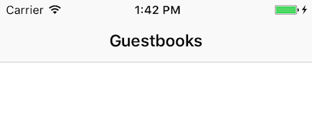 Figure 8: Following successful login, the app now navigates to the empty guestbooks scene.