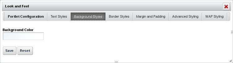 Figure 7.3: The Background Styles tab lets you specify the portlets
background color.