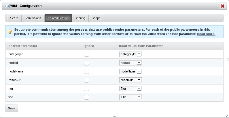 Figure 7.11: You can configure portlets to communicate with each other using
public render parameters.