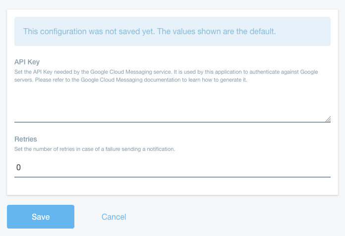 Figure 2: Set the API key and number of retries in your Liferay DXP instance.