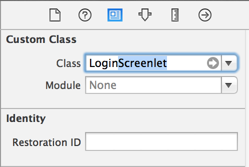 Figure 2: Change the Custom Class to match the Screenlet.
