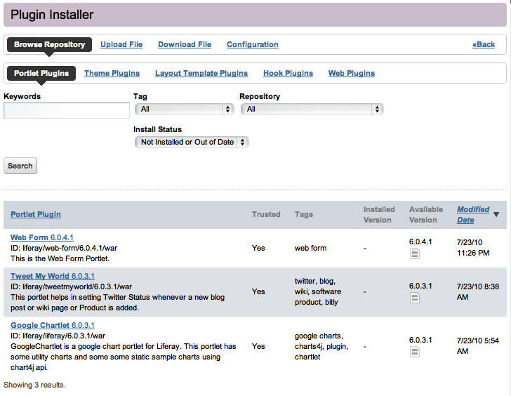Figure 13.19: Installing
Plugins