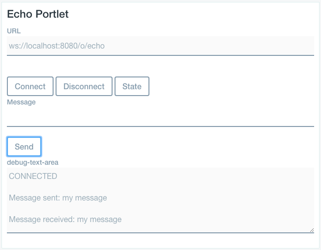 Figure 1: The example Echo portlet sends and receives a simple message via a WebSocket endpoint.