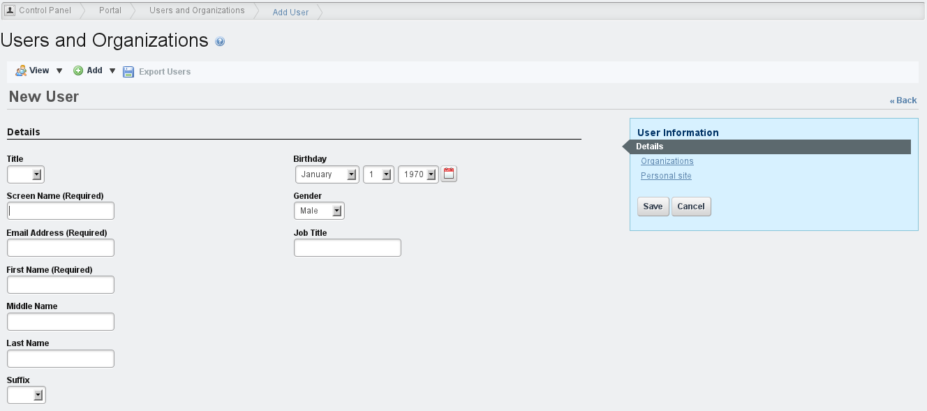 Figure 15.2: The Add User Screen