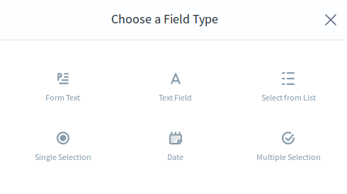 Figure 1: The Forms application has useful out-of-the-box field types, but you can add your own if you need to.