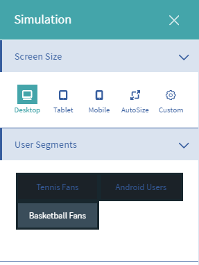 Figure 2: The Audience Targeting app extends the Simulation Menu to help simulate different users and campaign views.