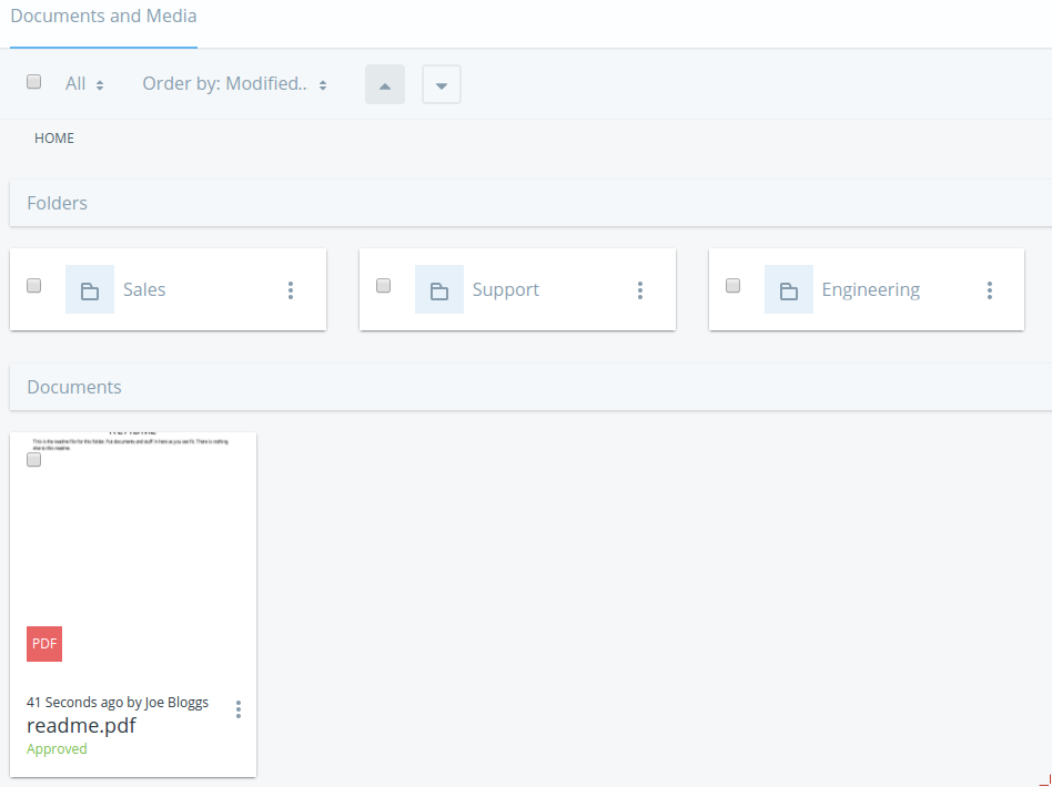 Figure 1.5: Liferay DXPs Documents and Media library was purposefully designed to be familiar to anyone who uses a computer.