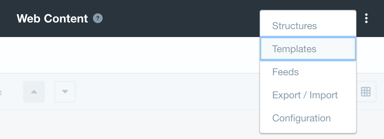 Figure 1: Select Templates from the menu.