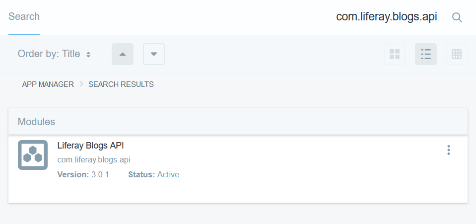 Figure 1: You can inspect deployed module artifact IDs and version numbers.