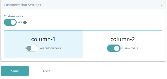 Figure 8: To enable page customizations, click on the Configure Page button next to the page, expand the Customization Settings area, and click on the Customizable button.