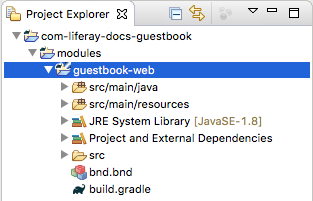 Figure 2: Your new module project appears in your Liferay Workspaces modules folder.