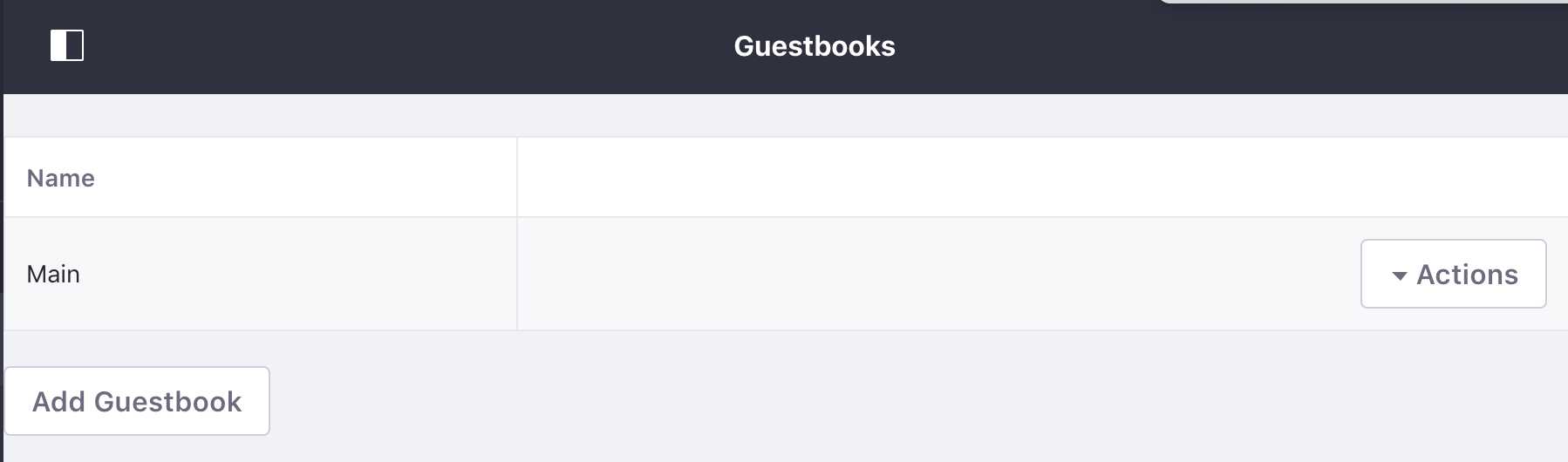 Figure 1: The Guestbook Admin portlet lets administrators add or edit guestbooks, configure their permissions, or delete them.